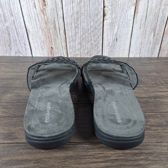 Easy Spirit Linley 3 Faux Leather Slide Sandals Gray Black Womens 9.5 Wide NWOB - Picture 4 of 8